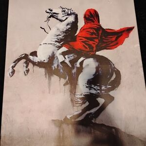 Banksy Printed Cloaked Rider Canvas Art
